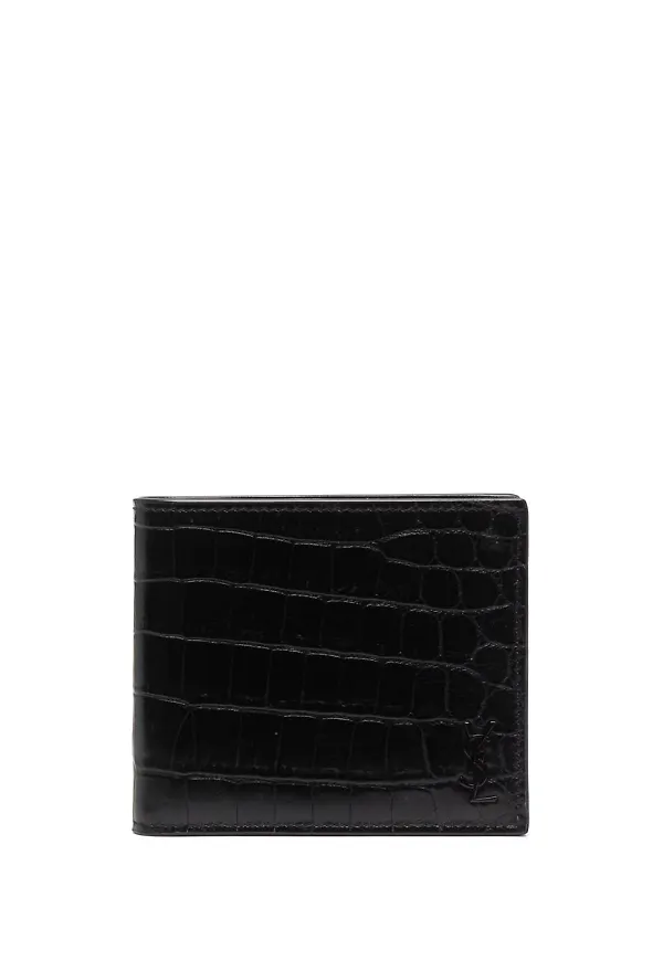 Saint Laurent plånbok med krokodileffekt - Svart