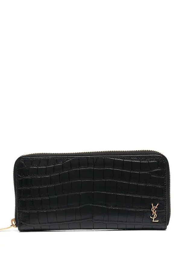 Saint Laurent plånbok med krokodileffekt - Svart