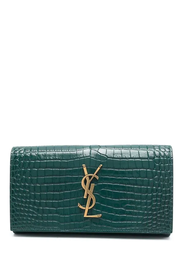 Saint Laurent plånbok med monogram - Grön