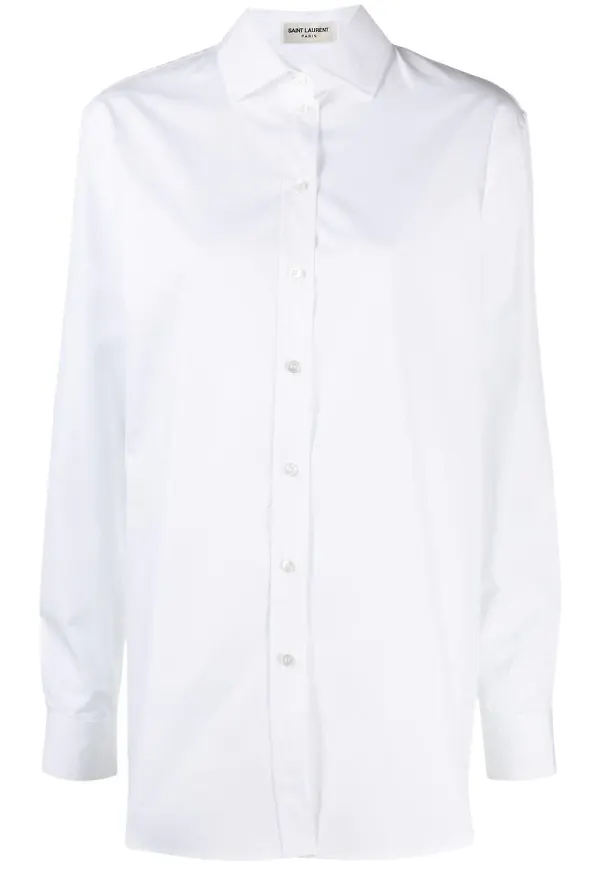 Saint Laurent poplinskjorta i oversize-modell - Vit