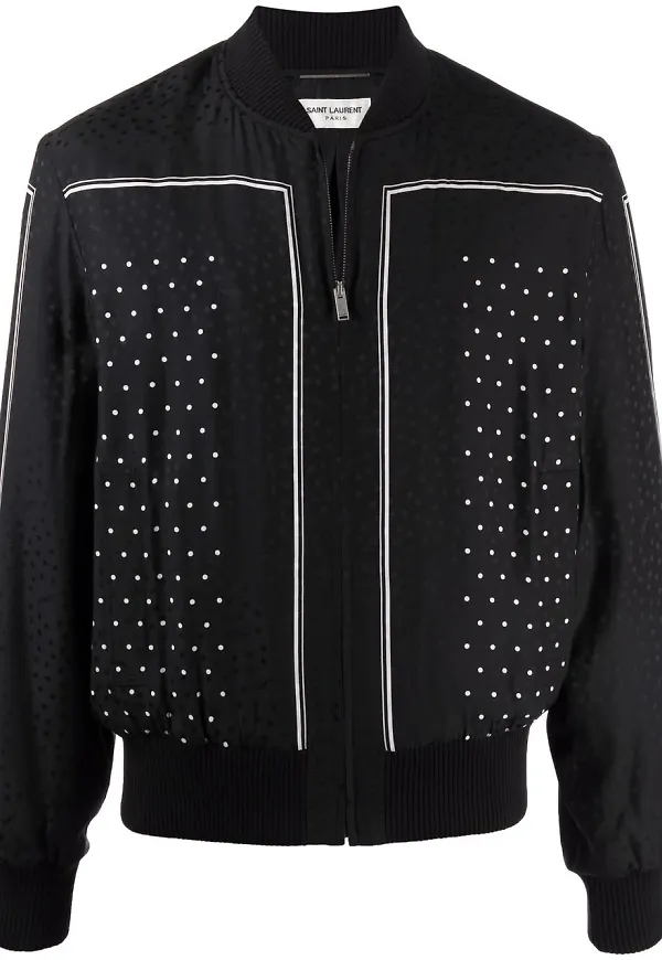 Saint Laurent prickig bomberjacka - Svart