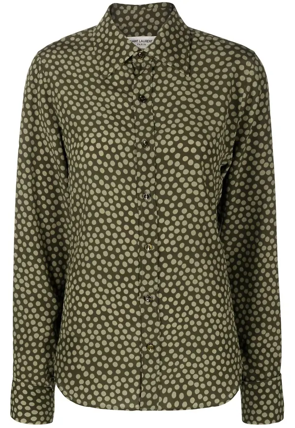Saint Laurent prickig sidenskjorta - Grön