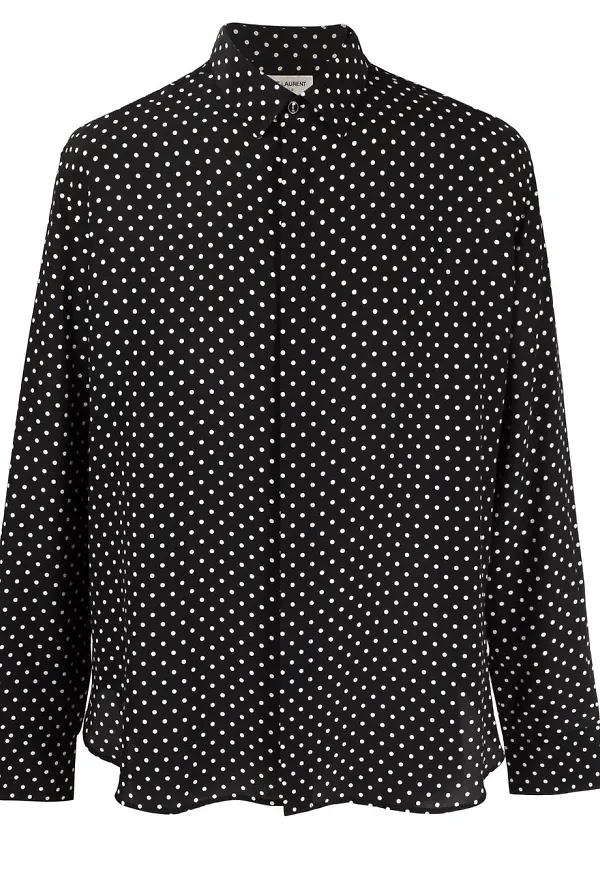 Saint Laurent prickig sidenskjorta - Svart