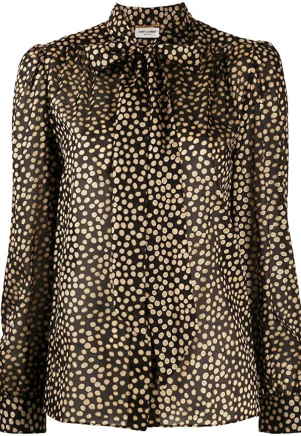 Saint Laurent prickig sidenskjorta - Svart