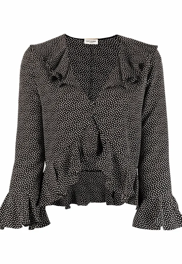 Saint Laurent prickig v-ringad blus - Svart
