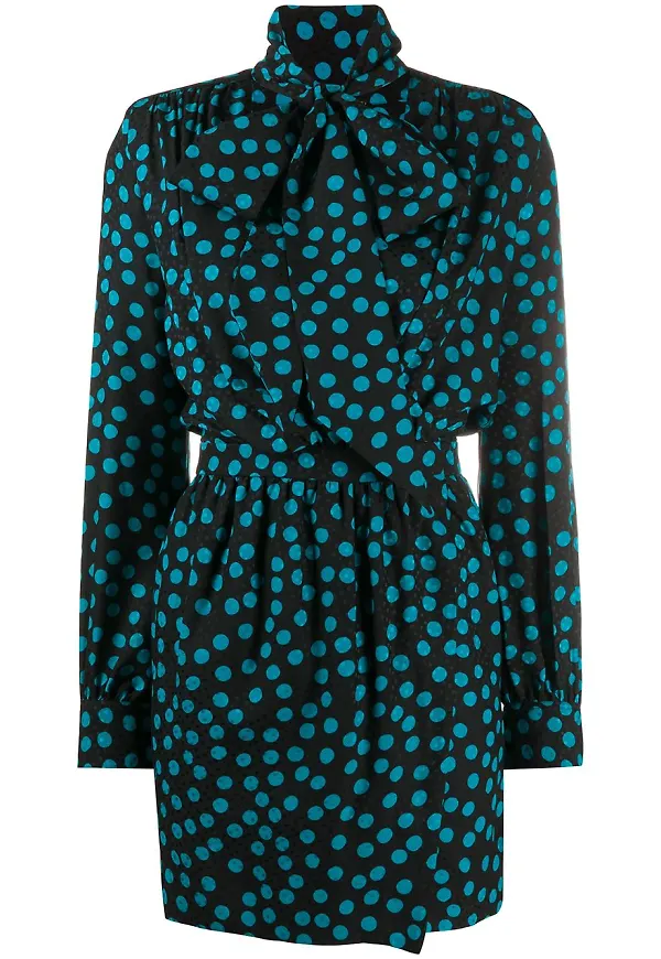 Saint Laurent prickig v-ringad klänning - Svart