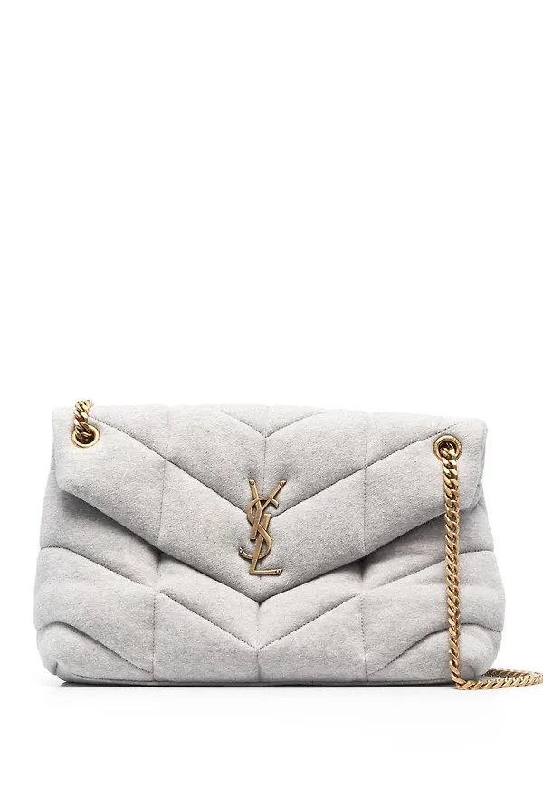 Saint Laurent Puffy quiltad axelväska - Grå