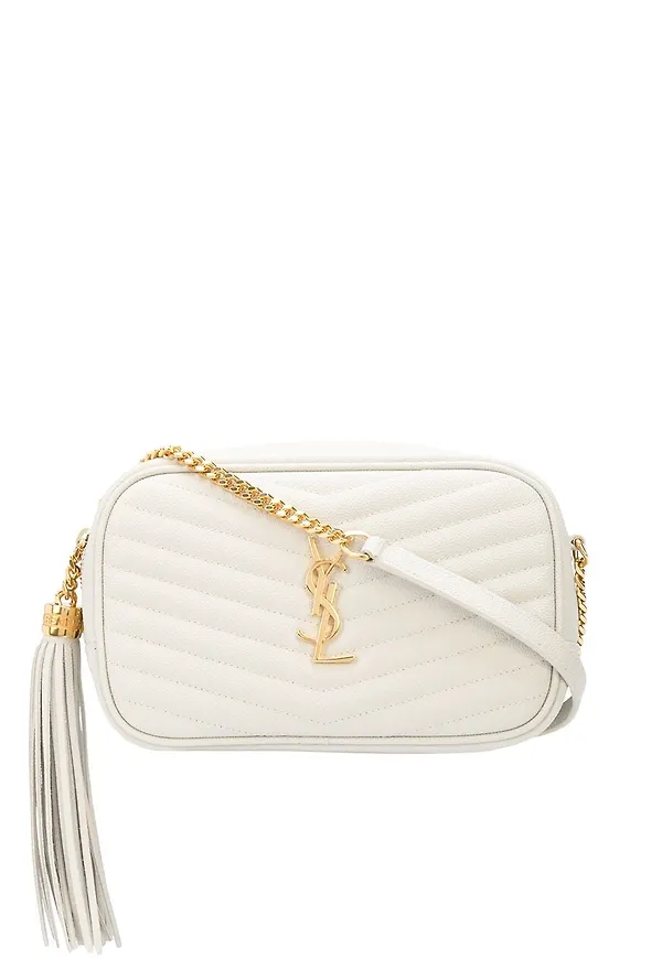 Saint Laurent quiltad axelväska med monogram - Vit