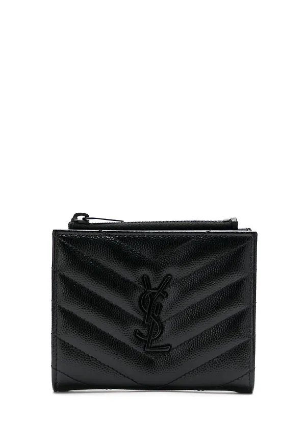 Saint Laurent quiltad läderplånbok - Svart