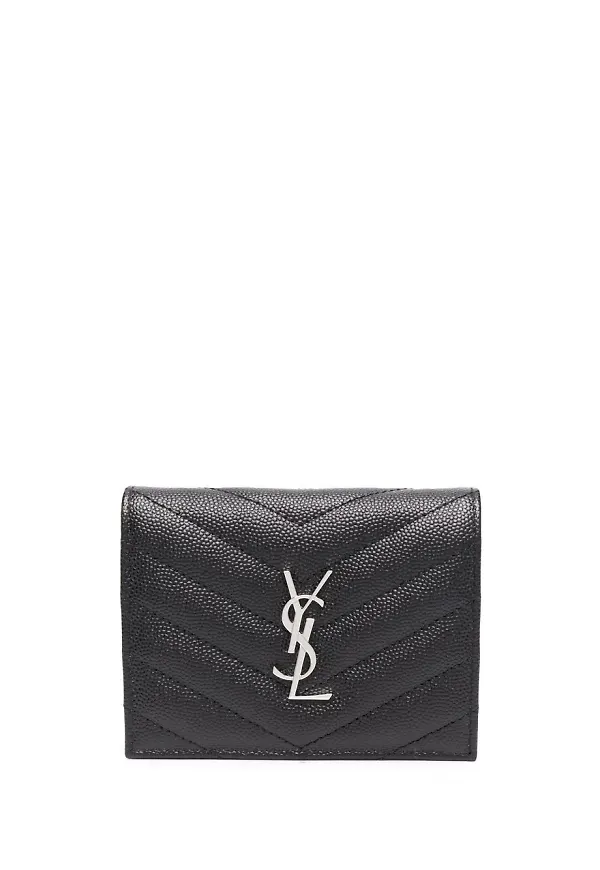 Saint Laurent quiltad läderplånbok - Svart
