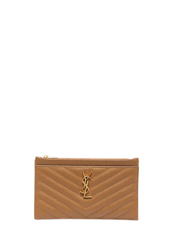 Saint Laurent quiltad pouch med monogram - Neutral