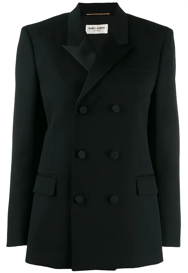 Saint Laurent rak dubbelknäppt blazer - Svart