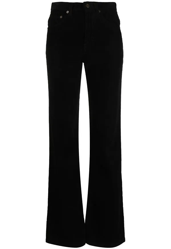 Saint Laurent raka manchesterbyxor - Svart