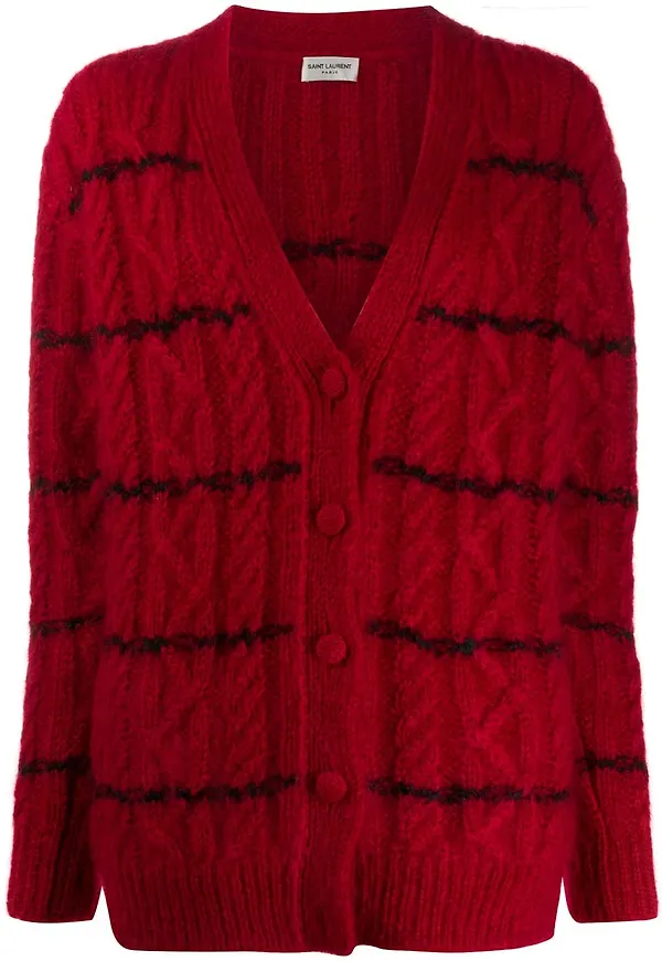 Saint Laurent randig cardigan - Röd