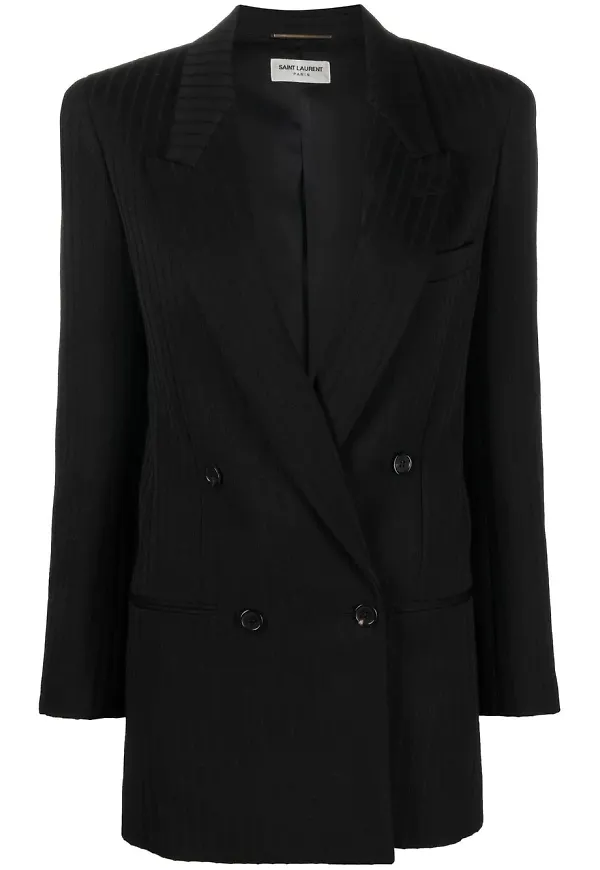 Saint Laurent randig dubbelknäppt blazer - Svart