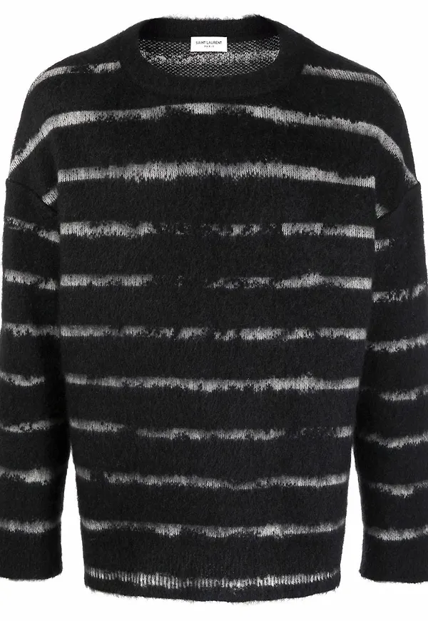 Saint Laurent randig fluffig tröja - Svart
