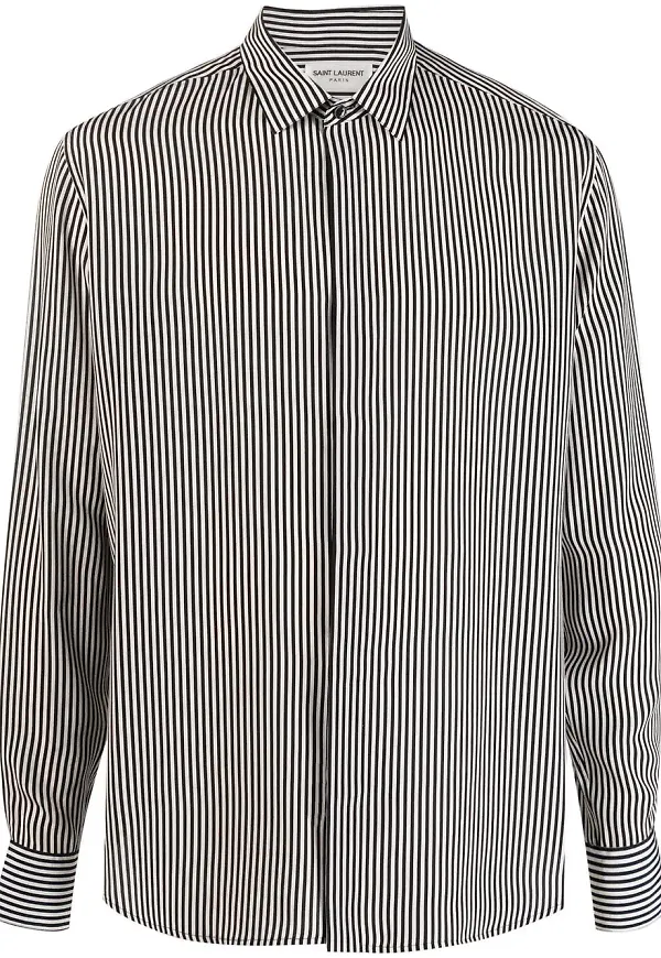 Saint Laurent randig sidenskjorta - Svart
