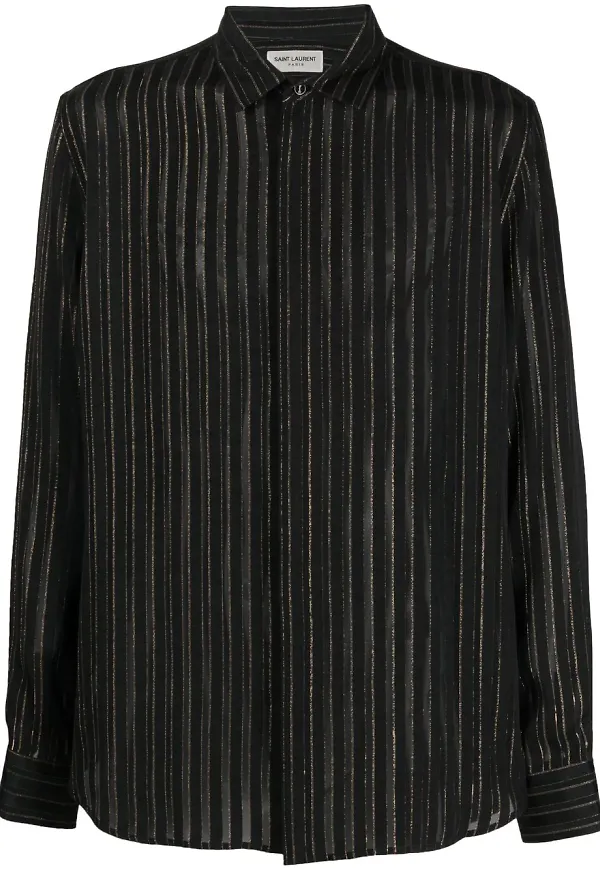 Saint Laurent randig sidenskjorta - Svart