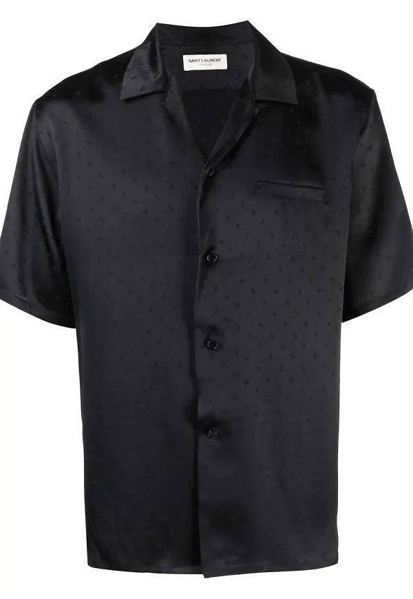 Saint Laurent randig sidenskjorta - Svart