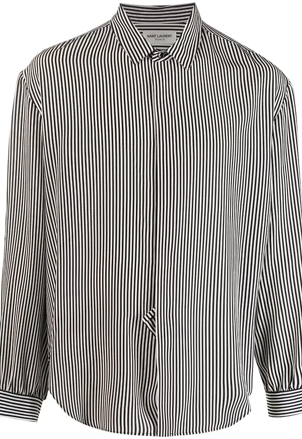 Saint Laurent randig sidenskjorta - Svart