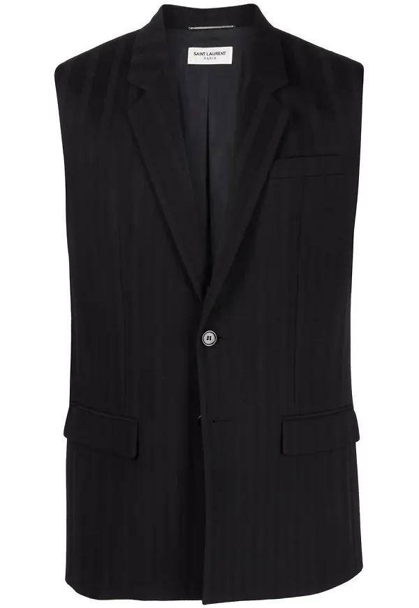 Saint Laurent randig sidenväst - Svart