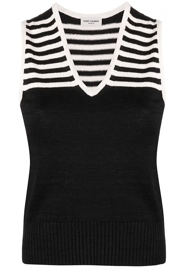 Saint Laurent randig stickad topp - Svart