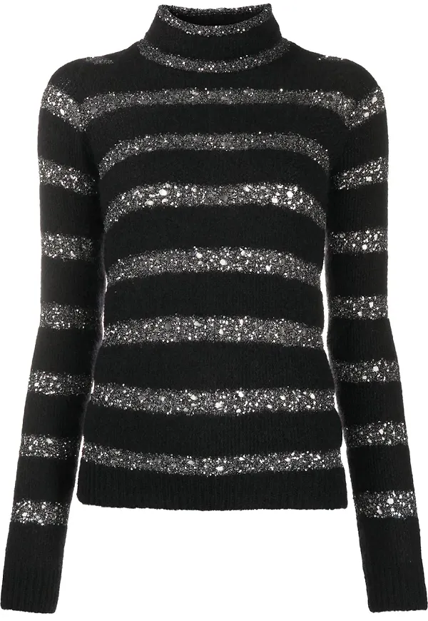 Saint Laurent randig stickad tröja - Svart