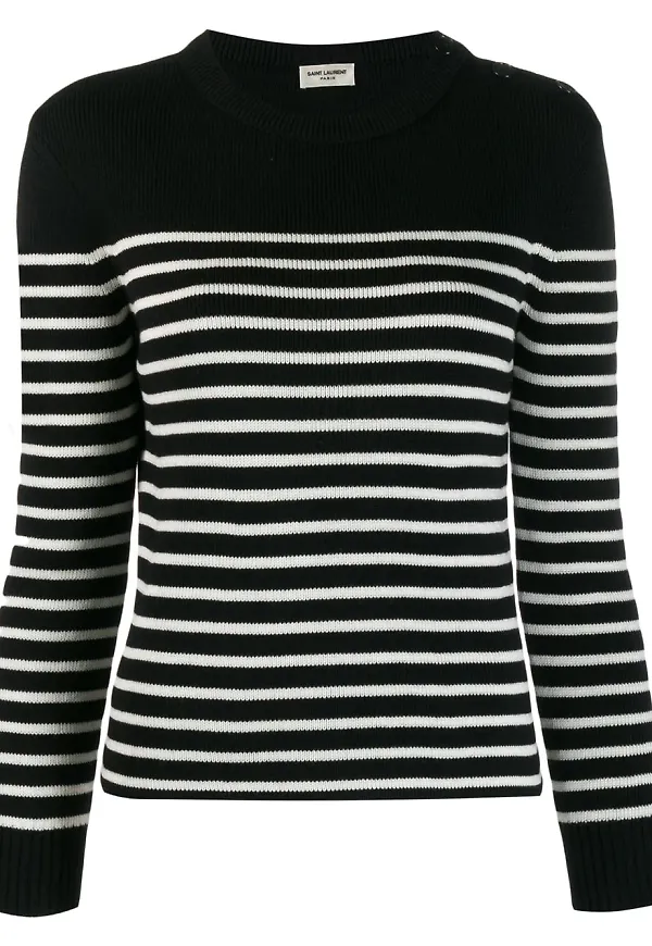 Saint Laurent randig stickad tröja - Svart