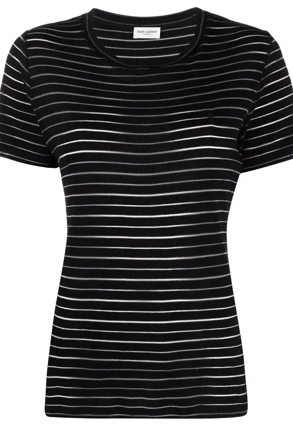 Saint Laurent randig t-shirt - Svart