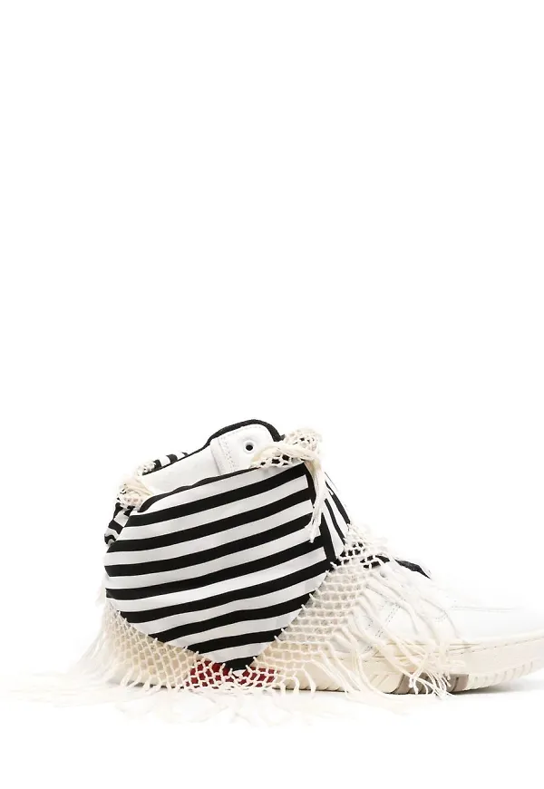 Saint Laurent randiga höga sneakers - Vit