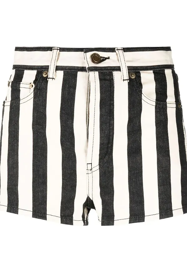 Saint Laurent randiga shorts med hög midja - Neutral