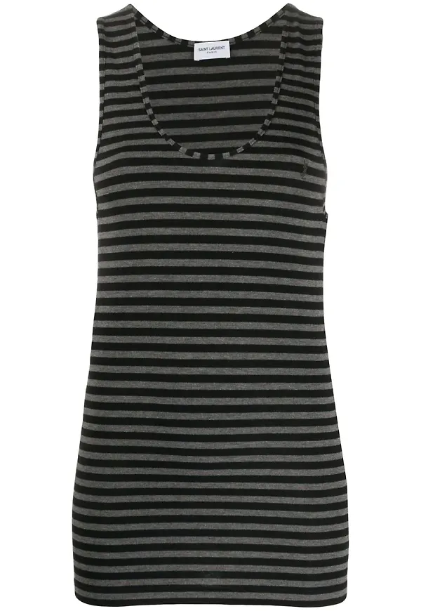 Saint Laurent randigt linne - Grå