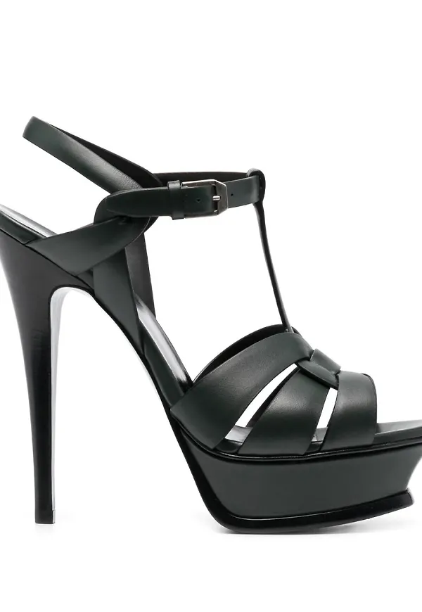 Saint Laurent remsandaler med platåsula - Grön