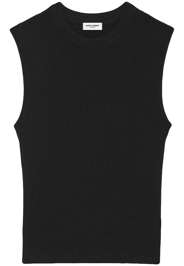 Saint Laurent ribbstickad topp - Svart