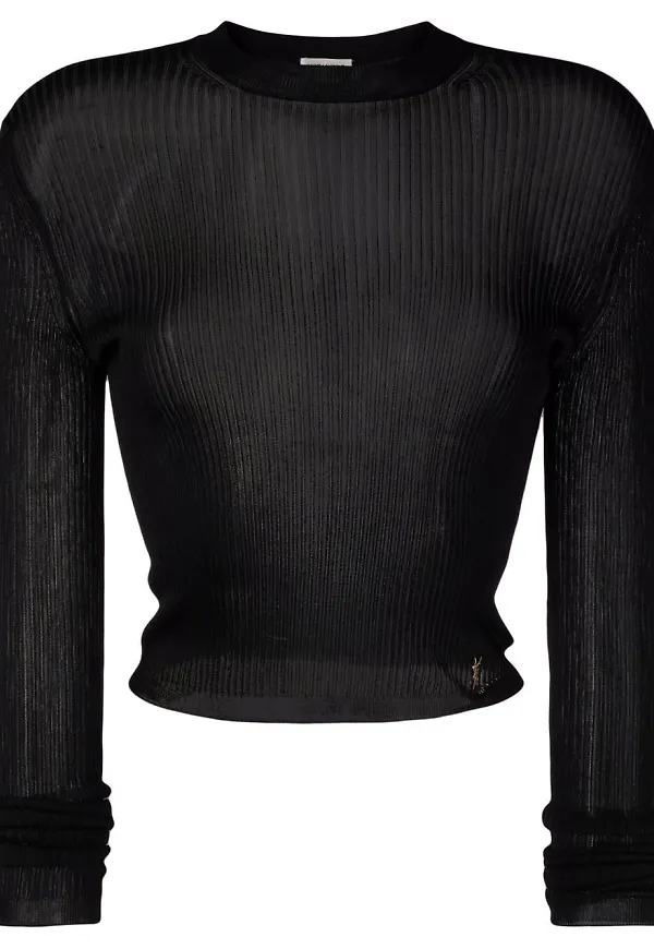 Saint Laurent ribbstickad tröja - Svart