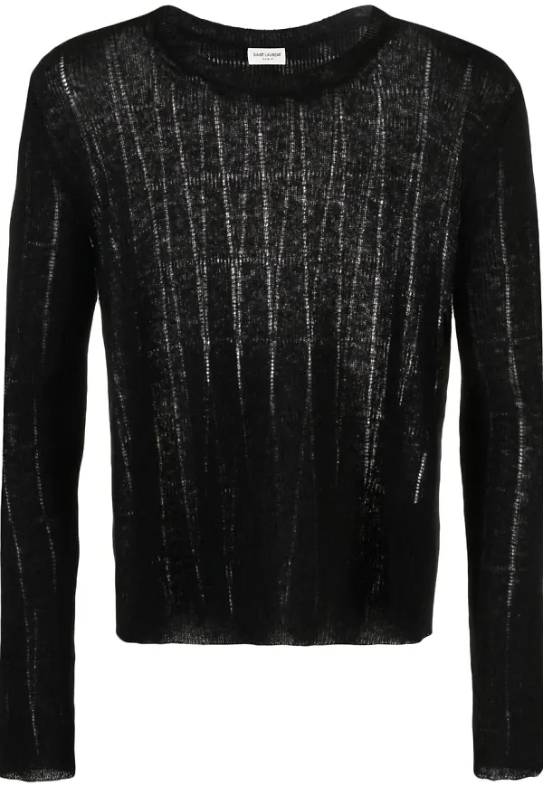 Saint Laurent ribbstickad tröja - Svart