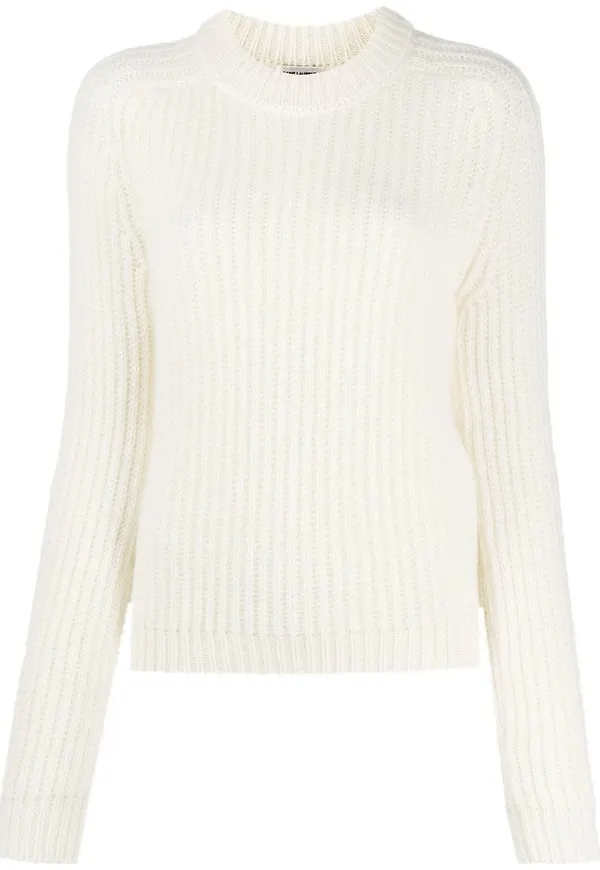 Saint Laurent ribbstickad tröja - Vit