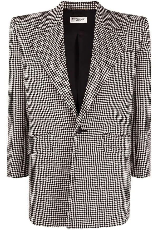 Saint Laurent rutig enkelknäppt blazer - Svart