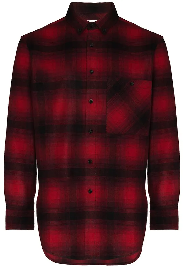 Saint Laurent rutig flanellskjorta - Röd