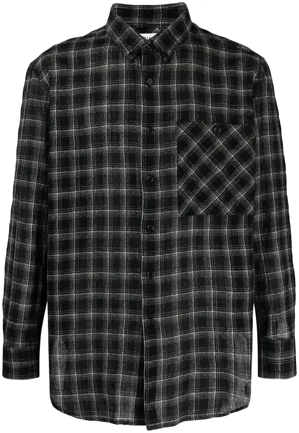 Saint Laurent rutig flanellskjorta - Svart