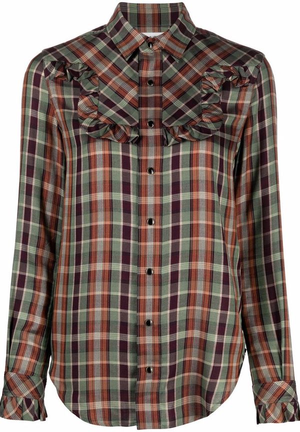 Saint Laurent rutig rynkad skjorta - Grön