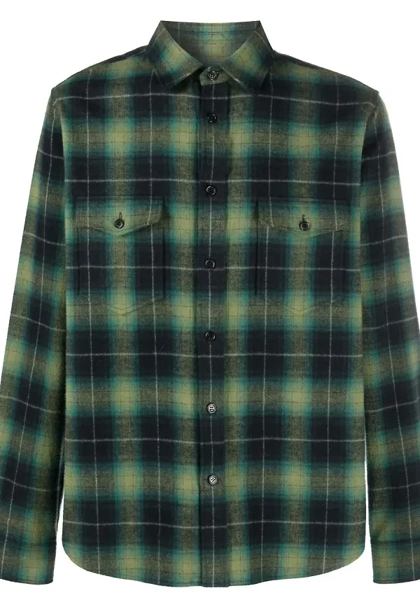 Saint Laurent rutig skjorta - Grön