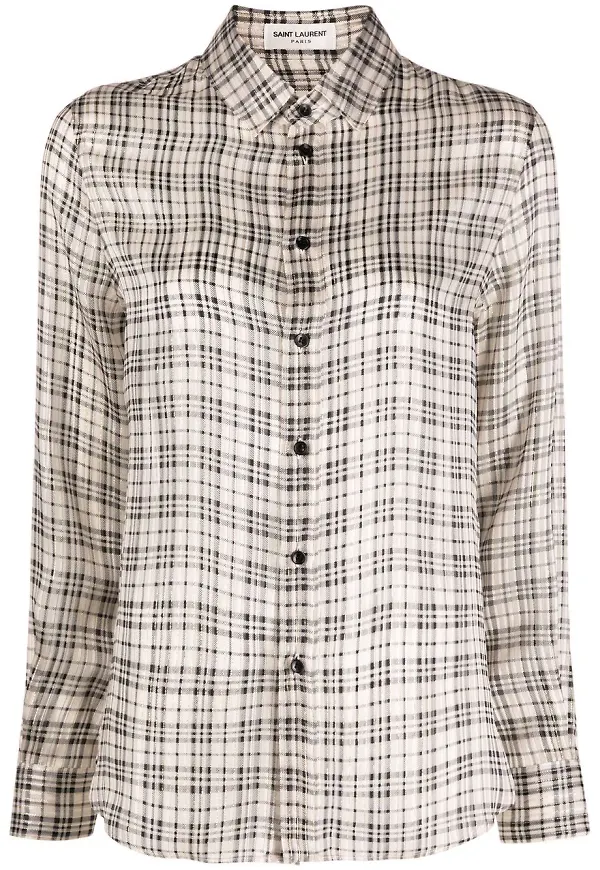 Saint Laurent rutig skjorta - Neutral