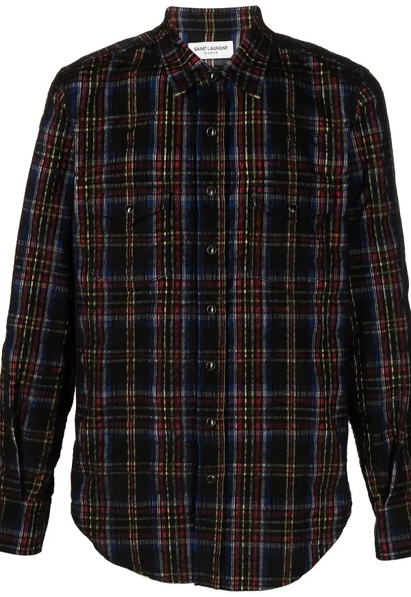 Saint Laurent rutig skjorta - Svart