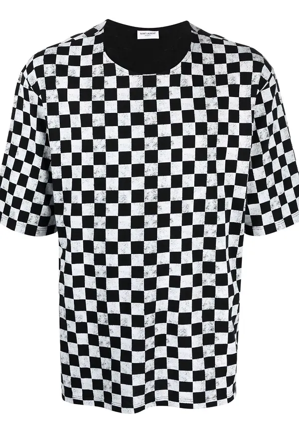 Saint Laurent rutig t-shirt - Svart
