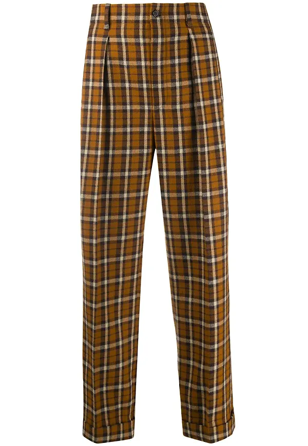 Saint Laurent rutiga byxor med raka ben - Orange