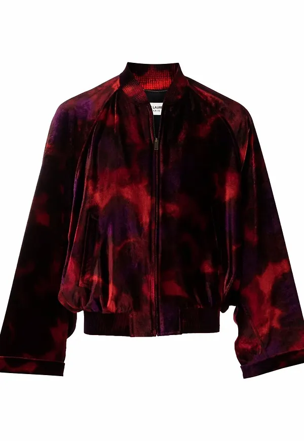 Saint Laurent sammetsjacka med dragkedja - Röd