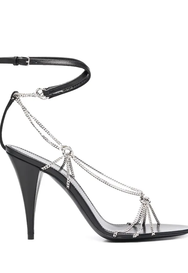 Saint Laurent sandaler med kedja - Svart
