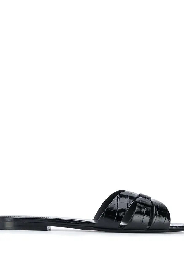 Saint Laurent sandaler med krokodileffekt - Svart