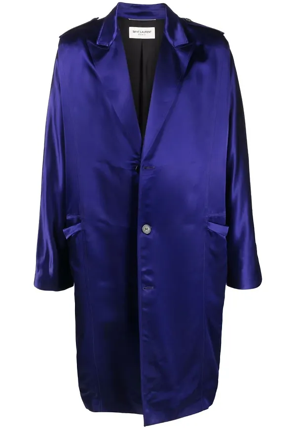 Saint Laurent satin-finish enkelknäppt rock - Blå
